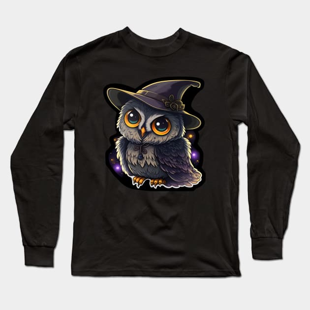 Cute Owl Cosmic Wizard Long Sleeve T-Shirt by StoneCreation